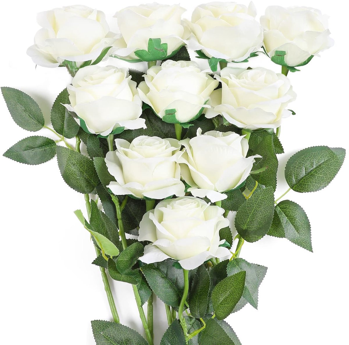Dailygoods- Kunstrozen Set van 10 Stuks - Zijde Bloemen - Bruidsboeket - Decoratie voor Tuin/Bruiloft - Hoogte 53,8 cm - Natuurlijk Uitzicht - Neprozen