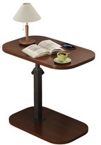 Verstelbare Bedtafel - In Hoogte Verstelbare Tafel 45-80 cm - Laptop Bedtafel - Zwart Metaal Frame Met Walnootkleur Blad 45×30 cm - Bijzettafel