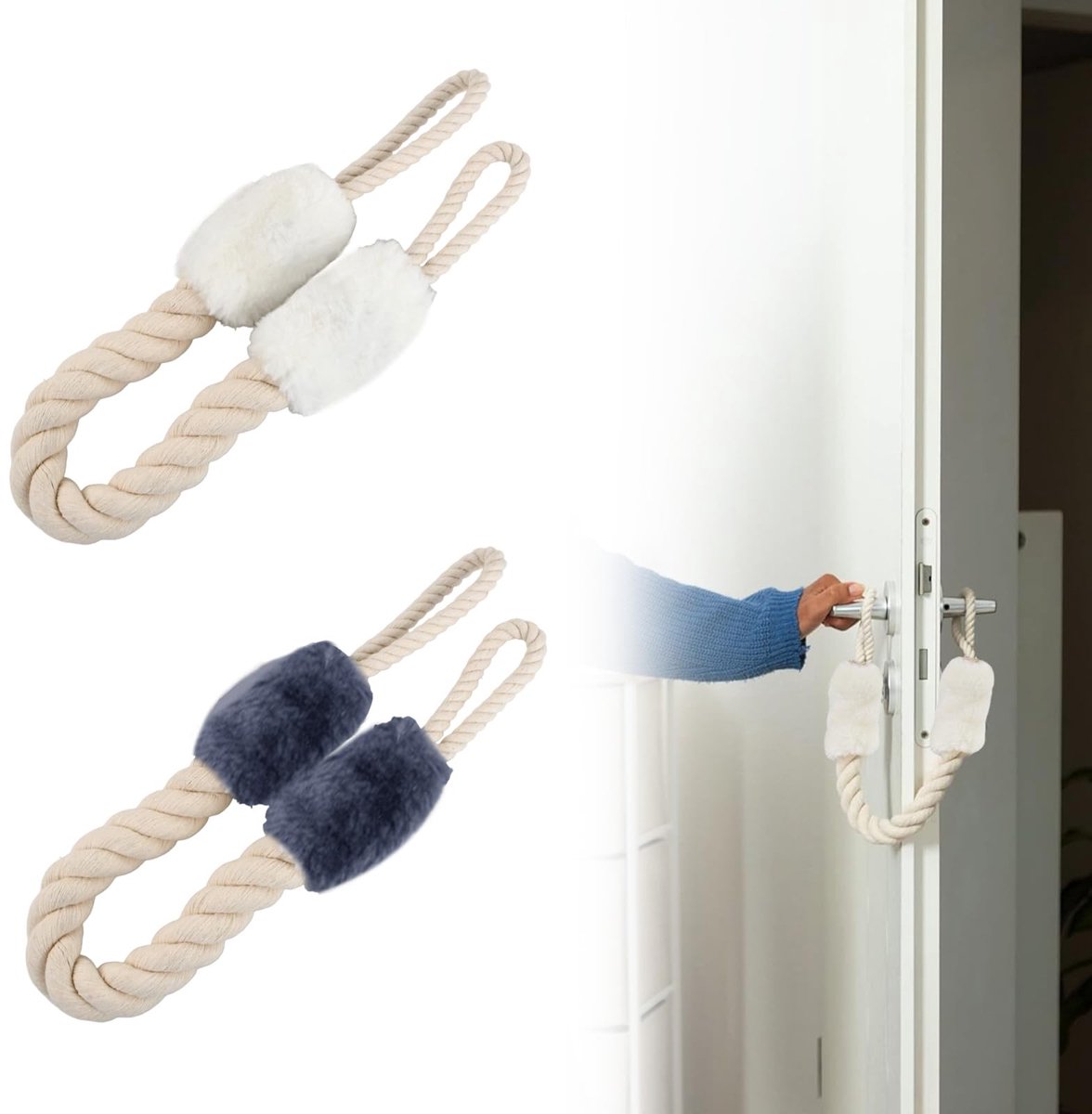 Dailygoods- Deurkabel 60 cm - Deurstopper - Veiligheid voor Kinderen - Bescherming voor Huisdieren - Set van 2 - Duurzaam Katoen/Polyester - Deurstoppers