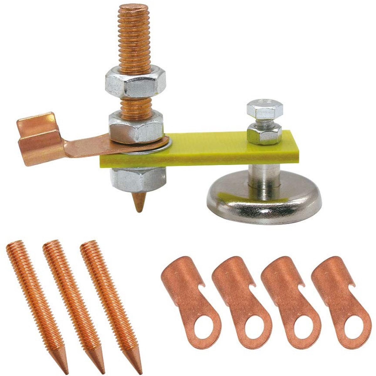 Dailygoods- Laskopisolatieplaat met magnetische basis - Lasaccessoires - Geleidende staven - Draadclips - Hoogwaardig roestvrij staal - Handig voor aardingspunt - Lasmagneten
