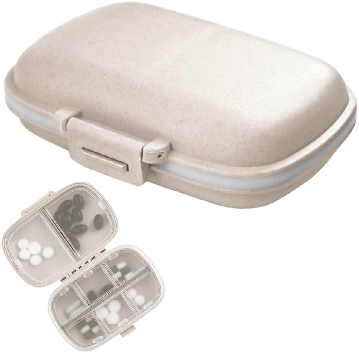 Dailygoods- Pillendoos 8 Compartimenten - Draagbare Pil Organizer - Reispilorganisator - Klein Pillendoosje - Food Grade PP-Materiaal - 11x8.5x3cm - Medicijnhouder