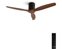 CREATE - Plafondventilator silent 100% hout 40W (Ø132cm) - Geen licht - Afstandsbediening - 6 snelheden - Programmeerbaar - WIND CALM NATURAL WOOD