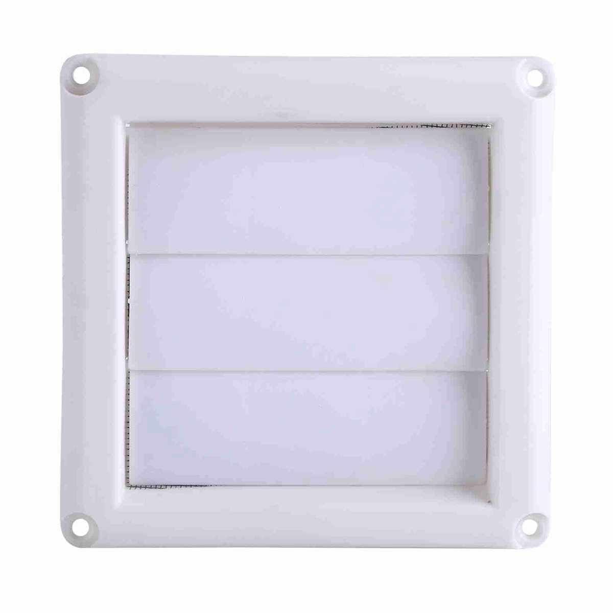 Dailygoods- Ventilatierooster 15 x 15 cm - Kunststof - Afdekking met vliegscherm - 3 kleppen - Ventilatie - One-way flow functie - Ventilatieafdekking