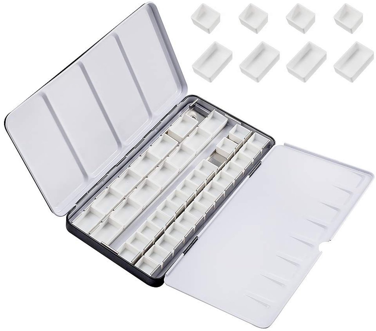 Dailygoods- Aquarelblikken - 42 Halve Pannen - 24 Volledige Bakplaten - Grote Metalen Palet - Verfdoos voor Kinderen - Geschikt voor Kunstenaars