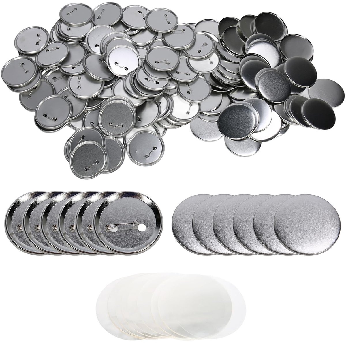 Dailygoods- Buttons Set 100 Stuks - Badgehouder - Badge Cover - DIY Knopen - Ijzeren Knoppen - Transparante Vel - Creatief Cadeau
