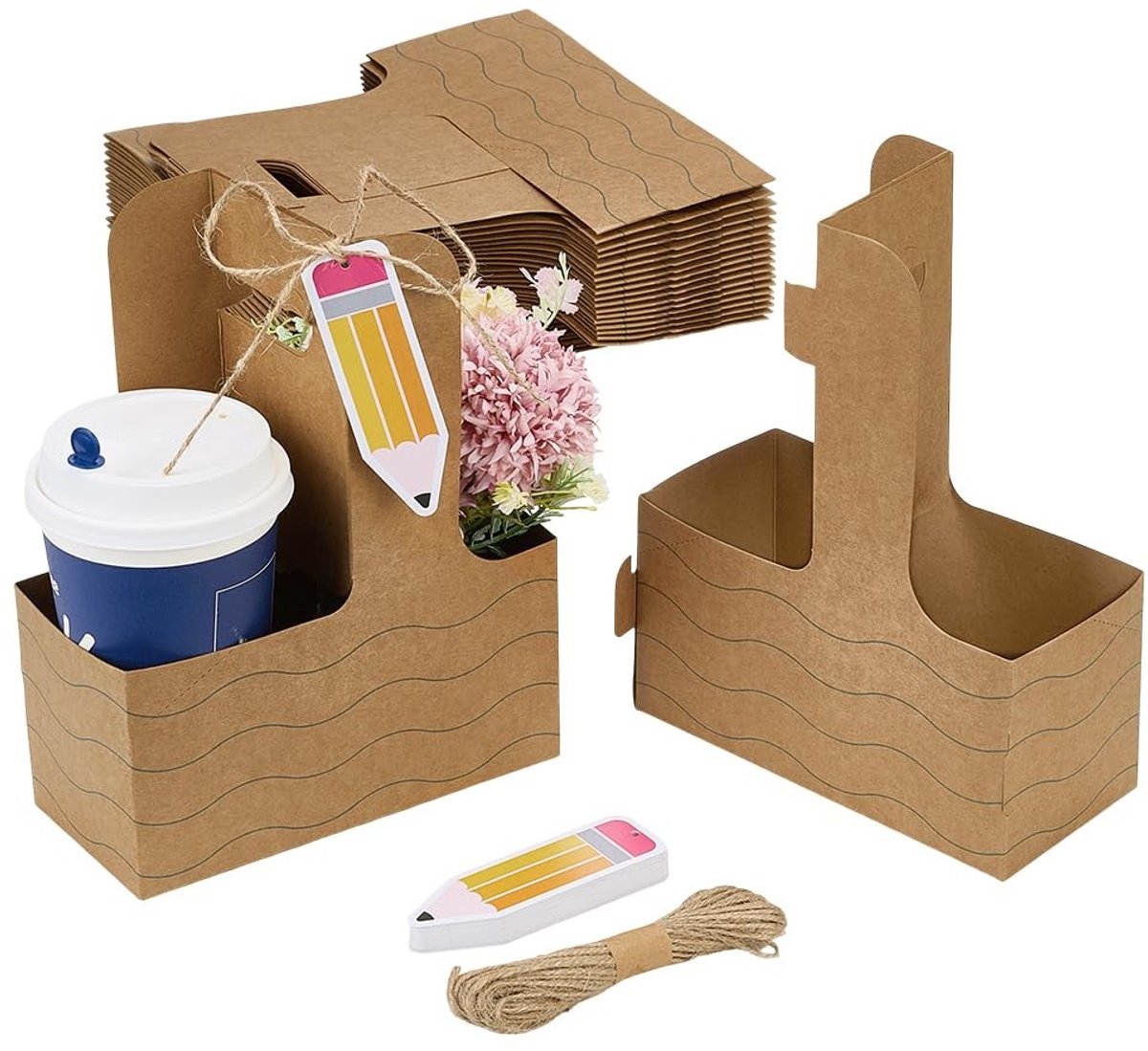 Dailygoods- Bekerhouder 36 Stuks - Kartonnen Koffiehouder - Milieuvriendelijk Papier - Lichtgewicht - Geschikt voor Feesten - Handvat voor Gemak