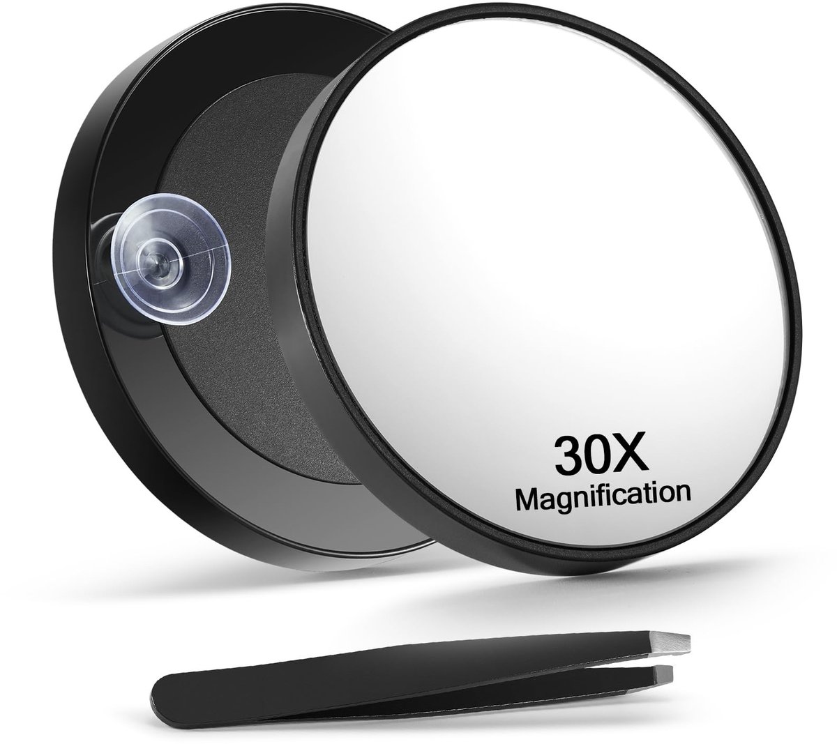 Dailygoods- Vergrotingsspiegel 30x vergroting - Make-up Spiegel - Compact & Draagbaar - Inclusief 2 Precisie Pincetten - Ideaal voor Ontharing - Makkelijk te Reinigen