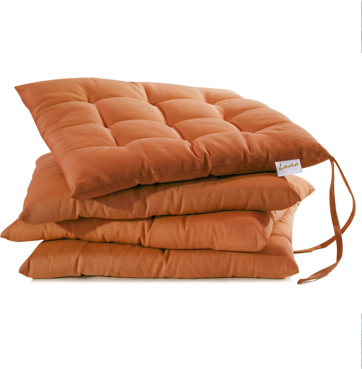 Lavea® Stoelkussens 40x40 cm, Set van 4 – Zitkussen & Stoelpads voor Binnen en Buiten – Comfortabel, Wasbaar en Duurzaam – Terracotta
