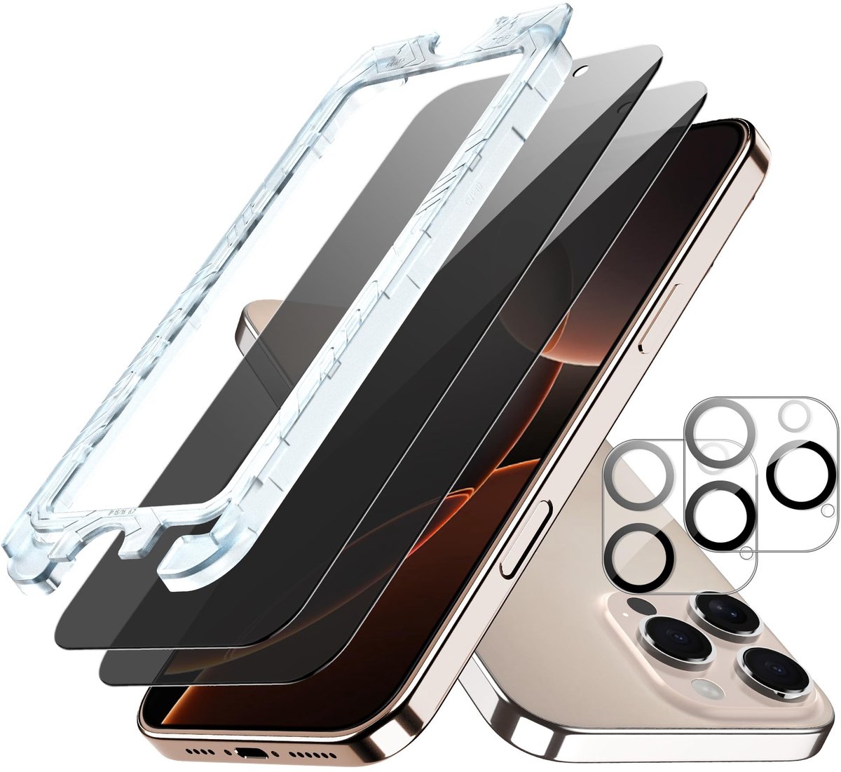 Dailygoods- Privacy Screen - 2 stuks Anti-Peeping Displaybeschermfolie - Gehard Glas - Camerabescherming - Gereedschap voor Stofverwijdering - Schokbestendig - Screenprotector