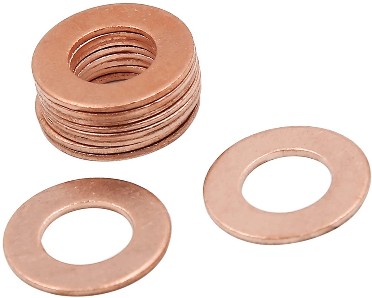 Dailygoods- Sluitring 10 mm - Koper - Afdichting - Hoogspanningsbestendig - 10 Stuks - Duurzaam voor voertuig en boot - Afdichtring