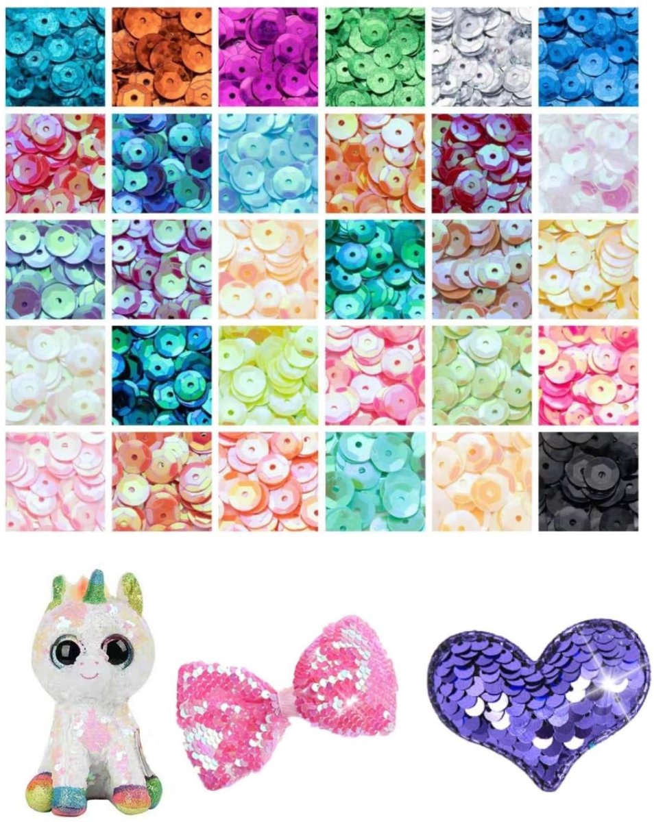 Dailygoods- Borduurpailletten 6 mm - 20 Kleuren - Creatieve Vrije Tijd - Handwerk - Decoratie - Hoogwaardig Materiaal - Pailletten