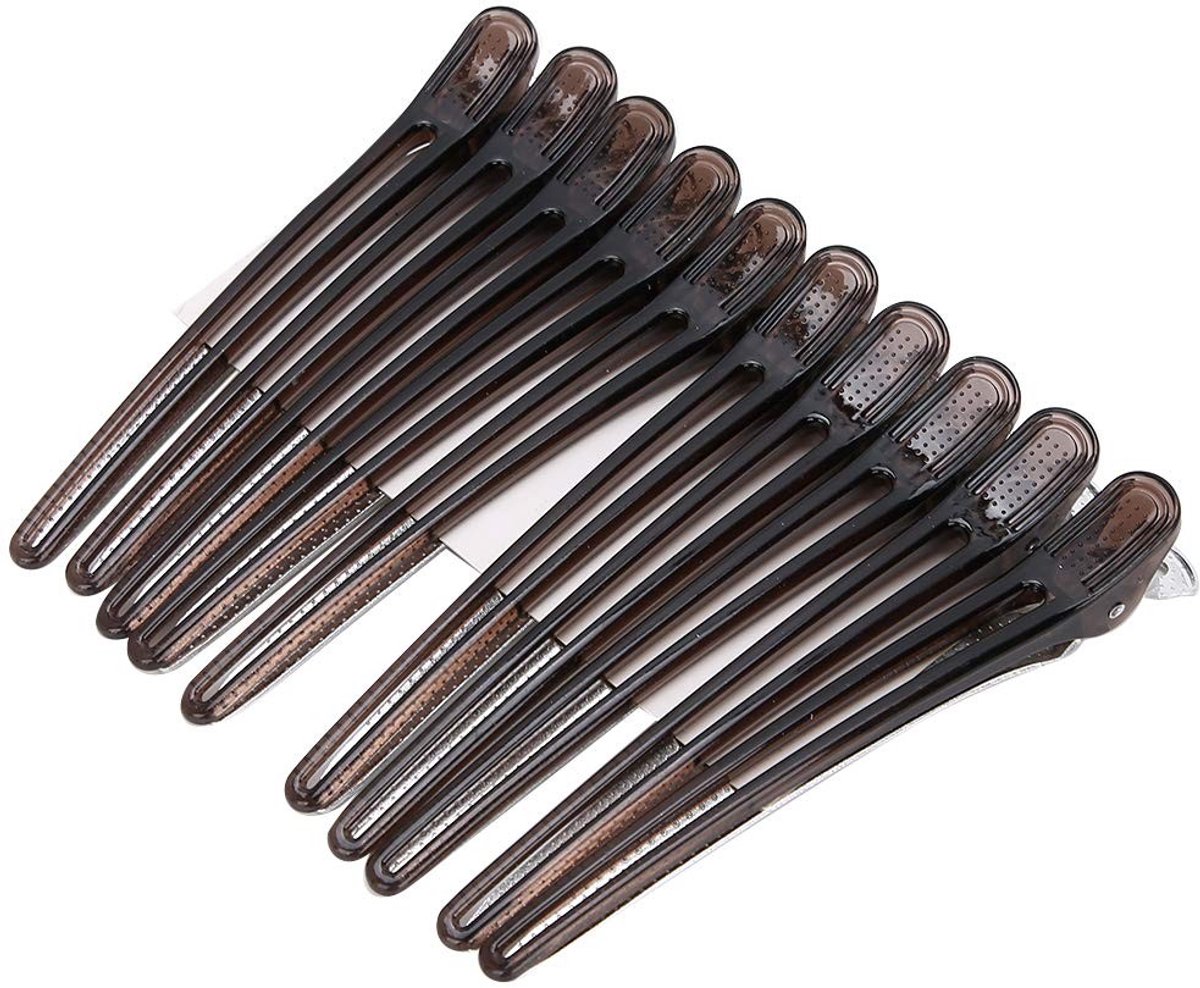 Dailygoods- Haarclips Professionele Duckbilled - 10 Stuks - Haarspeld voor Styling - Kappers Kapsel - Geschikt voor Dik/Dun Haar - Zwart - Haarklemmen
