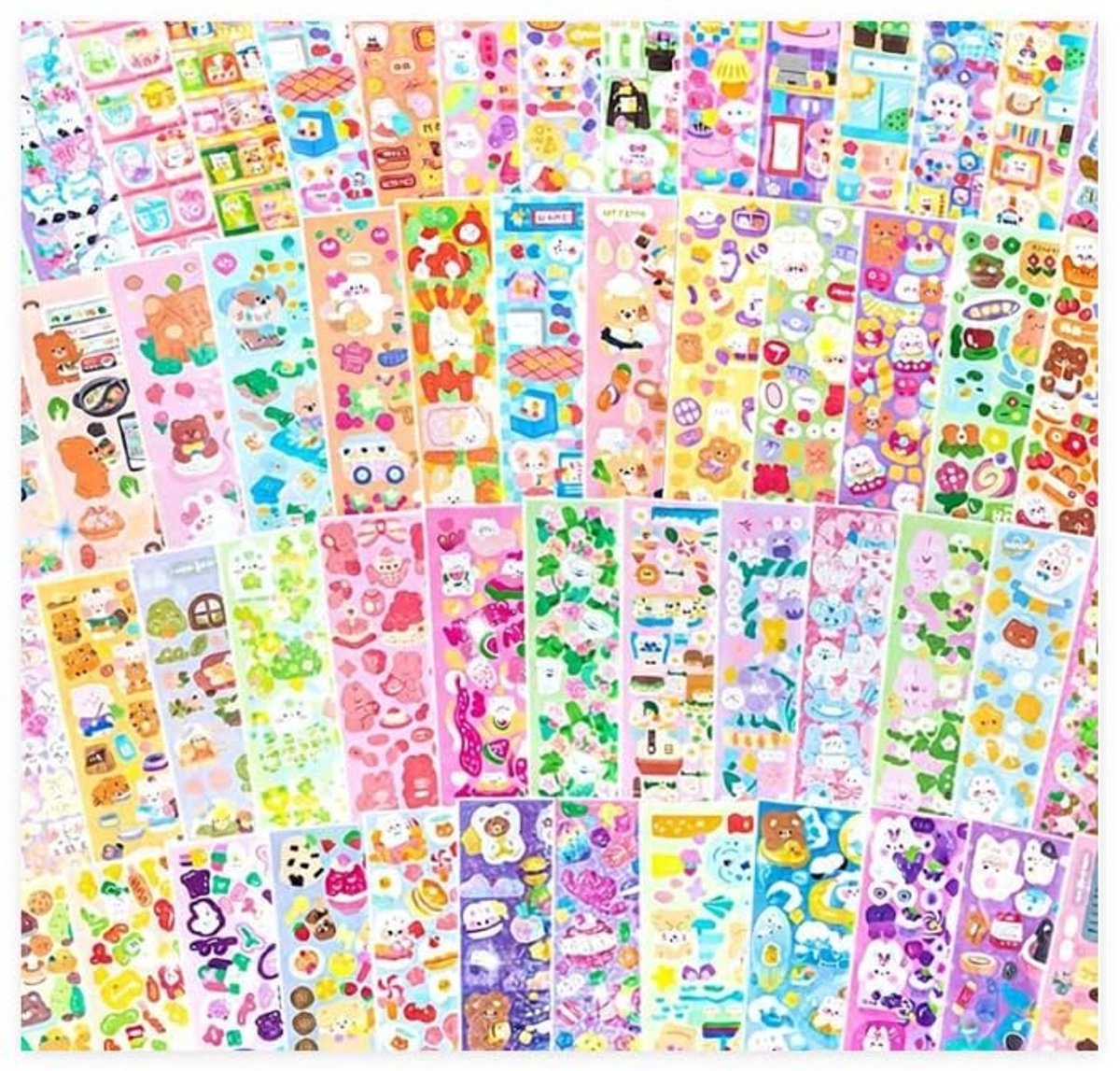 Dailygoods- Stickers Set 100 Vellen - Waterdichte Cartoonstickers - Plakboek/Decoratie - Creatieve Projecten - PVC - 4,5 x 13 cm - Decoratiestickers