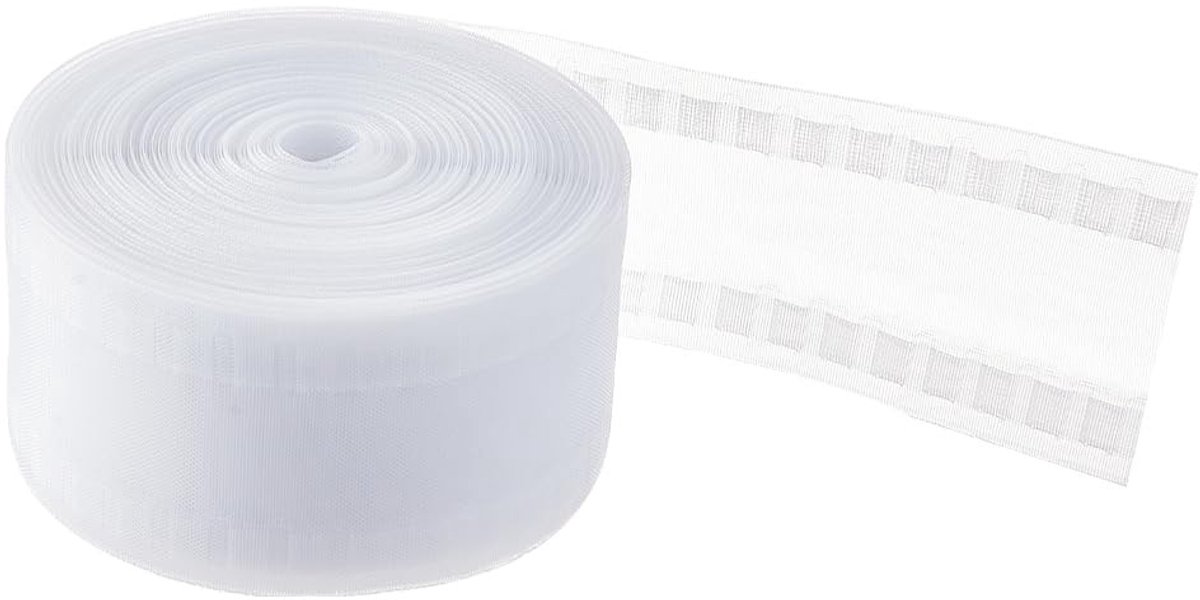 Dailygoods- Plooiband 25m - Transparante Gordijnband - Nylon Gordijnbinder - 80mm Breedte - Geschikt voor Golfgordijnen - Duurzaam Materiaal