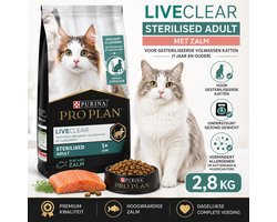 Purina Pro Plan LiveClear Sterilised Adult Zalm 2,8 kg - Droogvoer voor Gesteriliseerde Katten - Kattenbrokken