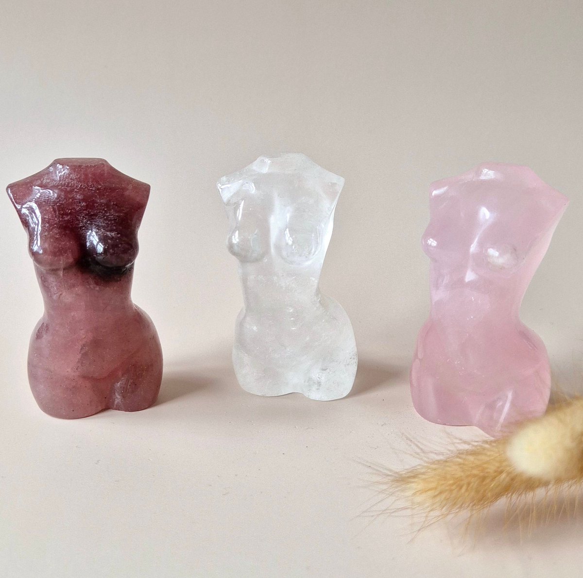 Moonlight Gemstones Edelsteen Vrouwenlichaam Buste (8 cm) - Rozenkwarts