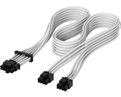 Voedingskabel - PSU Kabel - Computer Bouwen - Individueel Omvlochten - 600W - Wit