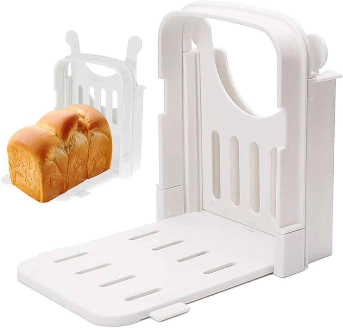 Brood Snijmachine - Toast Snijder - Zelf Brood Snijden - Opvouwbaar Ontwerp - 19x17 cm - Wit