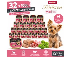 Animonda Vom Feinsten Mini Adult Hondenvoer met Kalfsvlees, Ham & Basilicum - 32 x 100g - Voordeelverpakking