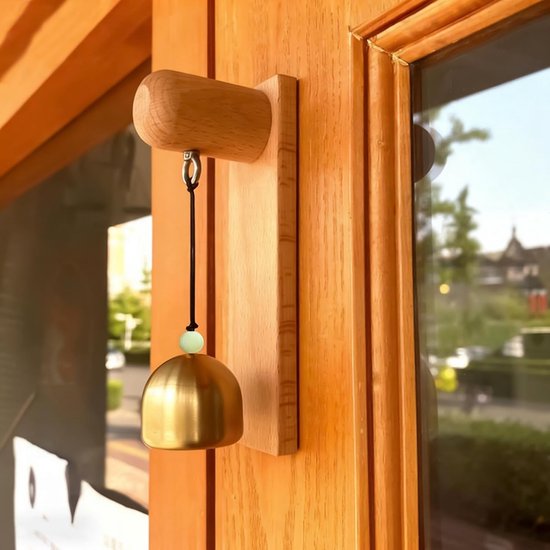 Houten Deurbel - Ingangsdecoratie - Winkel Entree - Natuurlijk Ornament - 14 x 6 x 4 cm - Houtkleur — afbeelding 2