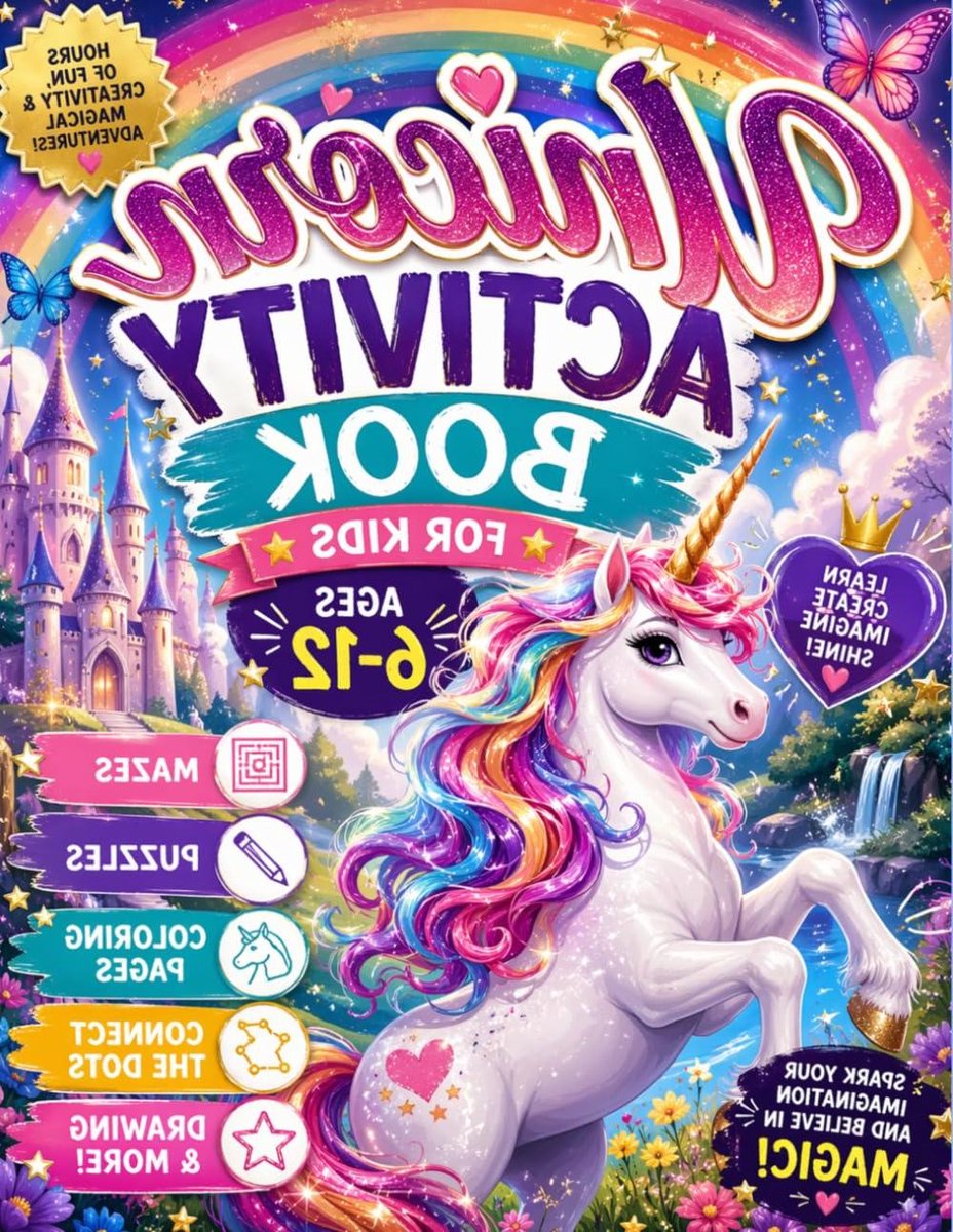 Unicorn Activity Book For Kids Ages 6-12: Magical Puzzles, Coloring Adventures, Mazes & Creative Fun for All Skill Levels