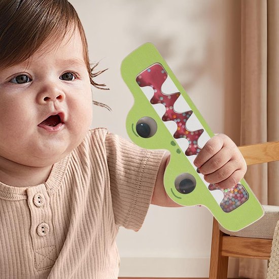Regenstok Baby - Geluidsspeelgoed Dier - Sensorische Ontwikkeling - Kalmerend Regen Geluid - 21 cm - Krokodil — afbeelding 3