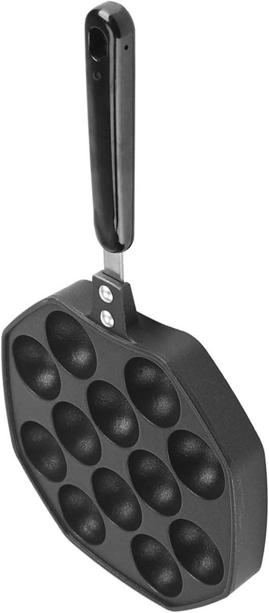 Takoyaki Pan - Snack Pan - Thuis Snacks Maken - 12 Holtes - 36 cm Lengte - Zwart