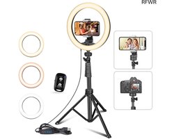 UBeesize Ring Licht met Statief, 10 Inch Selfie Ring Licht met 62 Inch Statief Touch Control en Bluetooth Afstandsbediening Ring Licht voor Live Stream/Make-up/Video/Fotografie