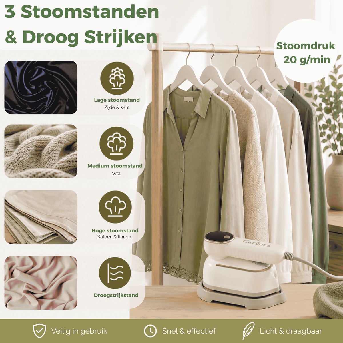 Caryota Stoomstrijkijzer 2in1 - Mini Strijkijzer - 15s warm thumbnail 3