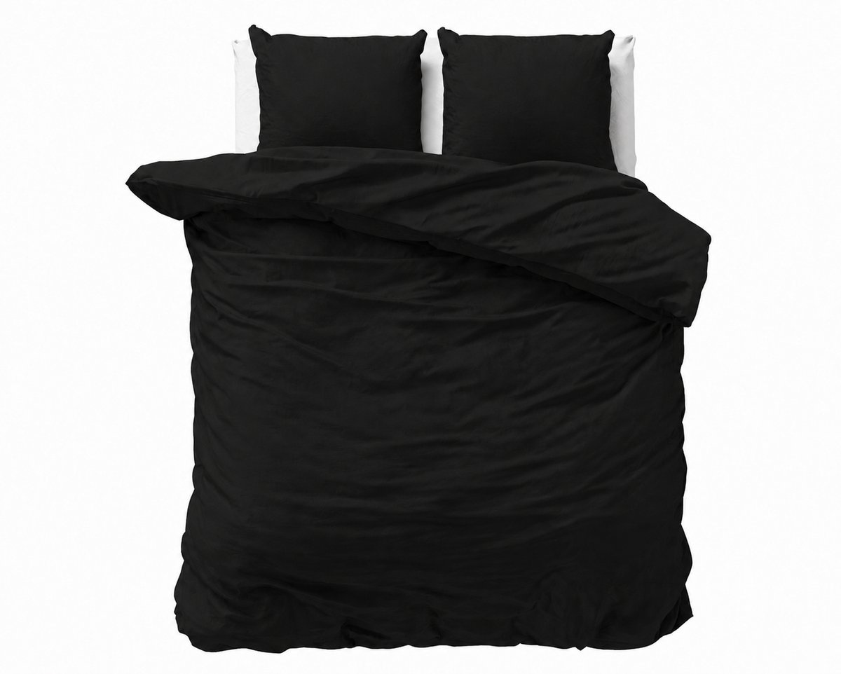 Decoware Dekbedovertrek Uni 200x220 cm - Zwart - Katoen - Met Kussenslopen - Tweepersoons