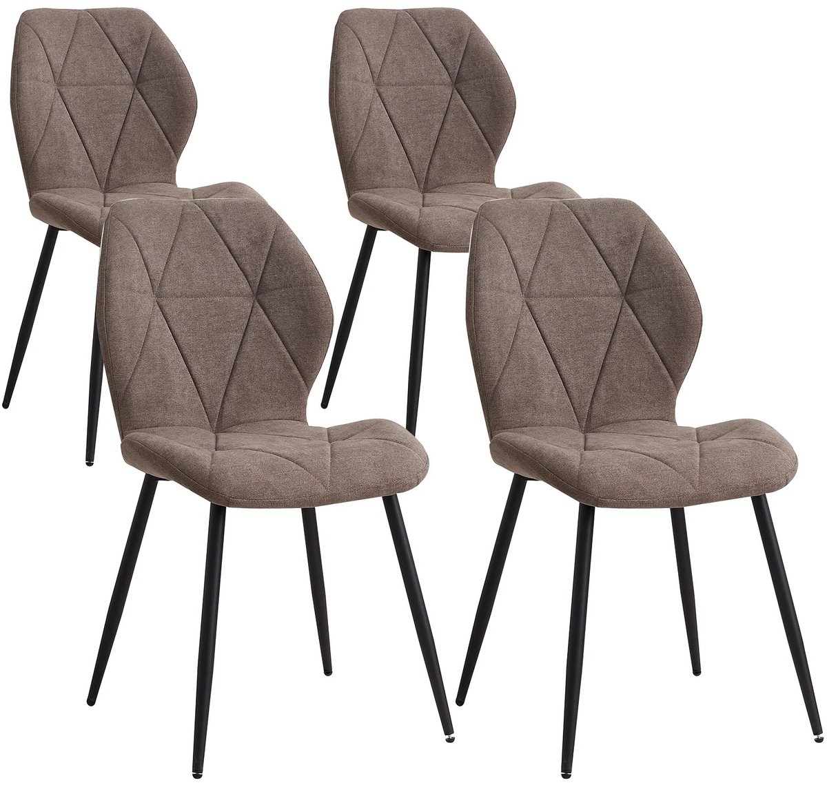 Questyr bruin - Set van 4 moderne eetkamerstoelen - gestoffeerd - gewatteerd linnen - minimalistische bureaustoelen voor keuken - eetkamer