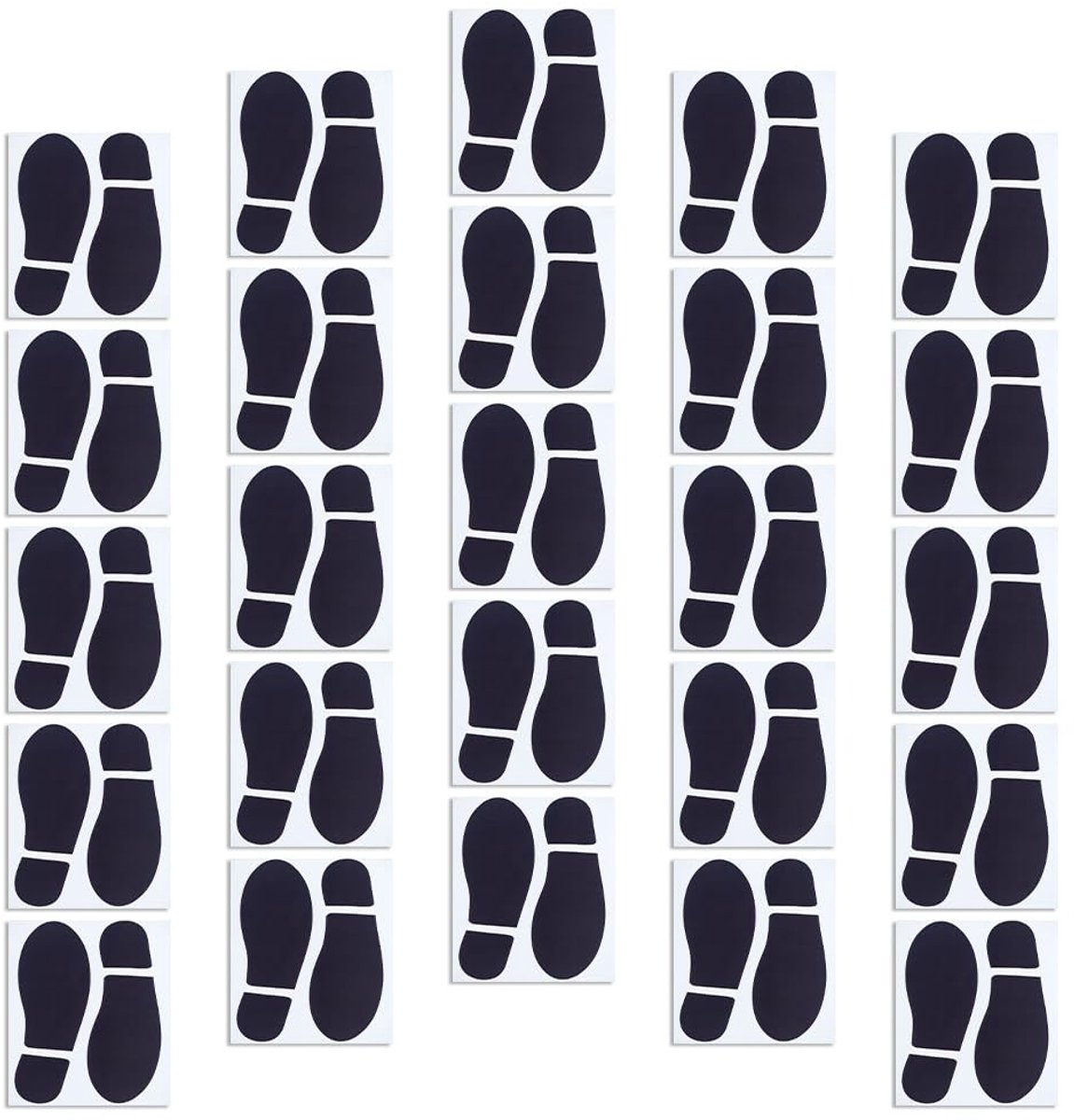 Dailygoods- Vloerstickers 25 Paar - Zwarte Schoenstickers - Voetafdruk Vloerstickers - Waterdicht PP - Antislip - Goede Kleefkracht