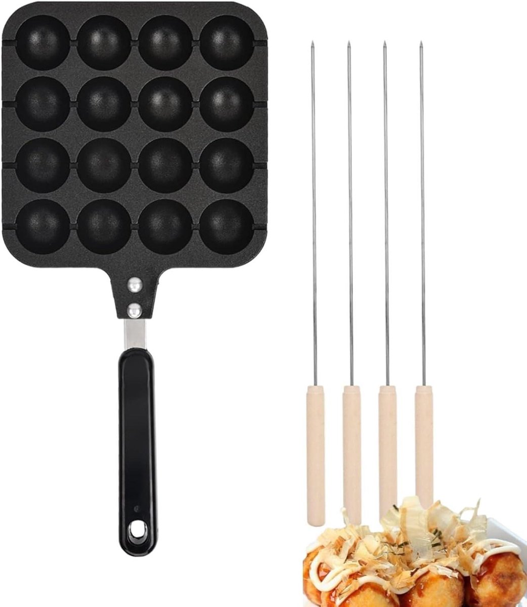 Takoyaki Pan - Aebleskiver Pan - Pannenkoeken Bakken - Gegoten Aluminium - 20 Ballen - Zwart