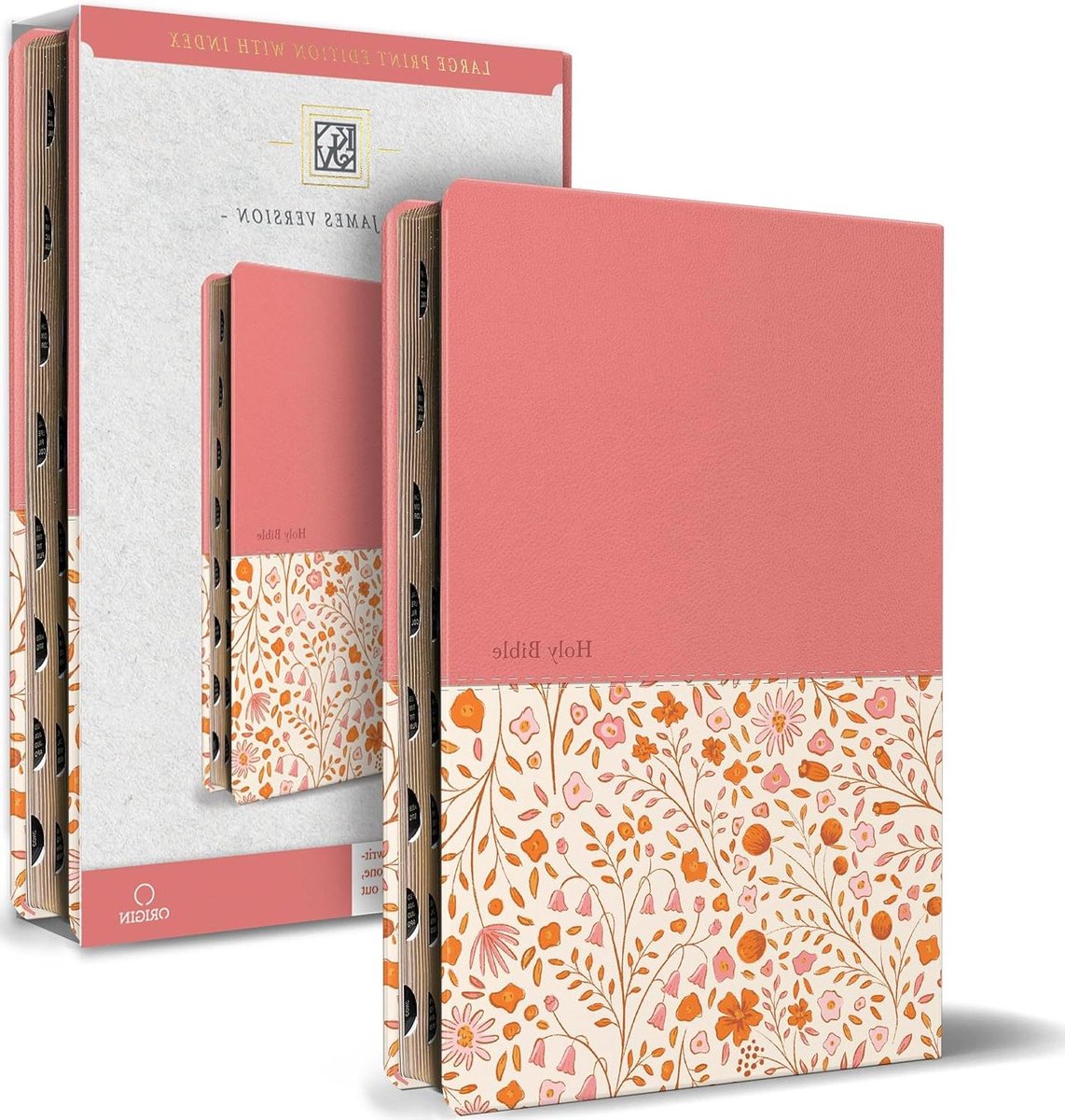 Grote Letter Bijbel - Handig Formaat - Persoonlijke Studie - Leesbare 12-punts Letter - 1472 Pagina's - Roze Bloemen