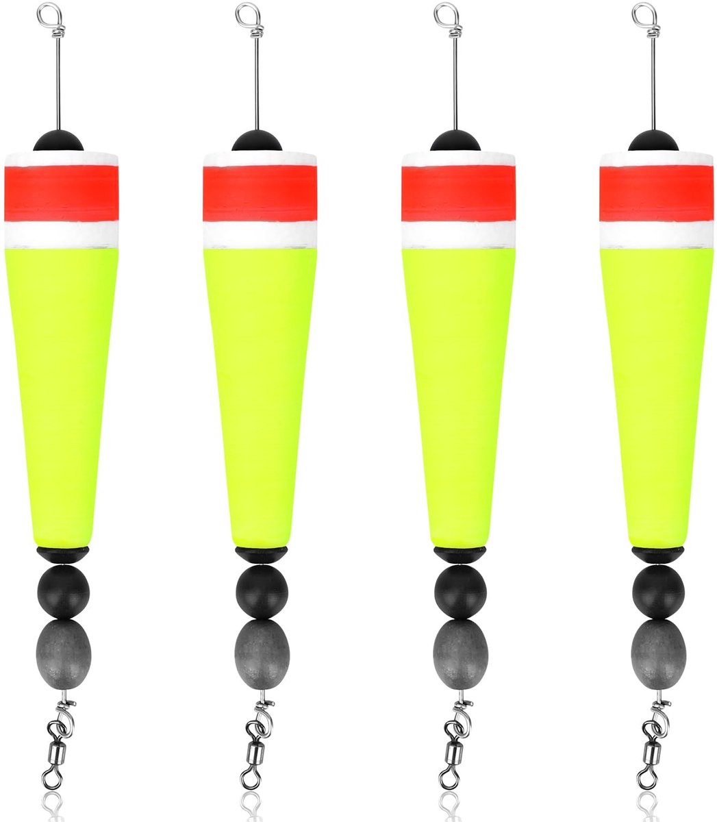 Dailygoods- Popping Corks 4-delig Set - Haringbeen/Float Rigs - Duurzaam Vissersmateriaal - Voor Zoet/Zoutwater - 360° Rotatie - EPS Constructie - Vissersfloat