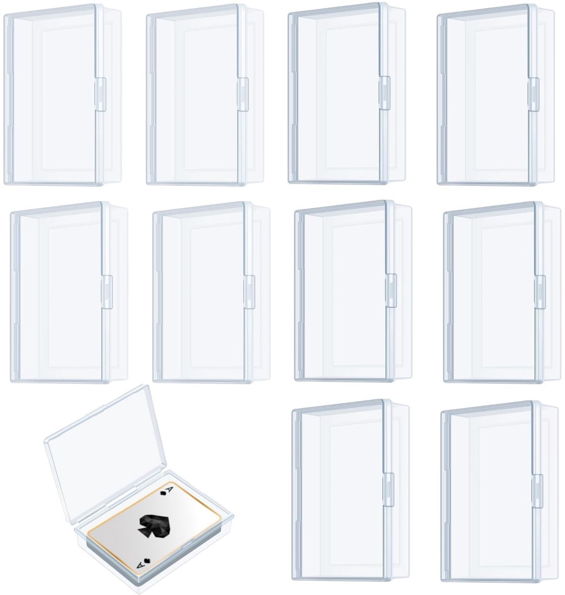 Dailygoods- Speelkaartenbox 10 Stuks - Opbergdoos Transparante Kunststof - Kleine Kaartenboxen met Deksel - Organisatie-instrument - Geschikt voor Verzamelkaarten