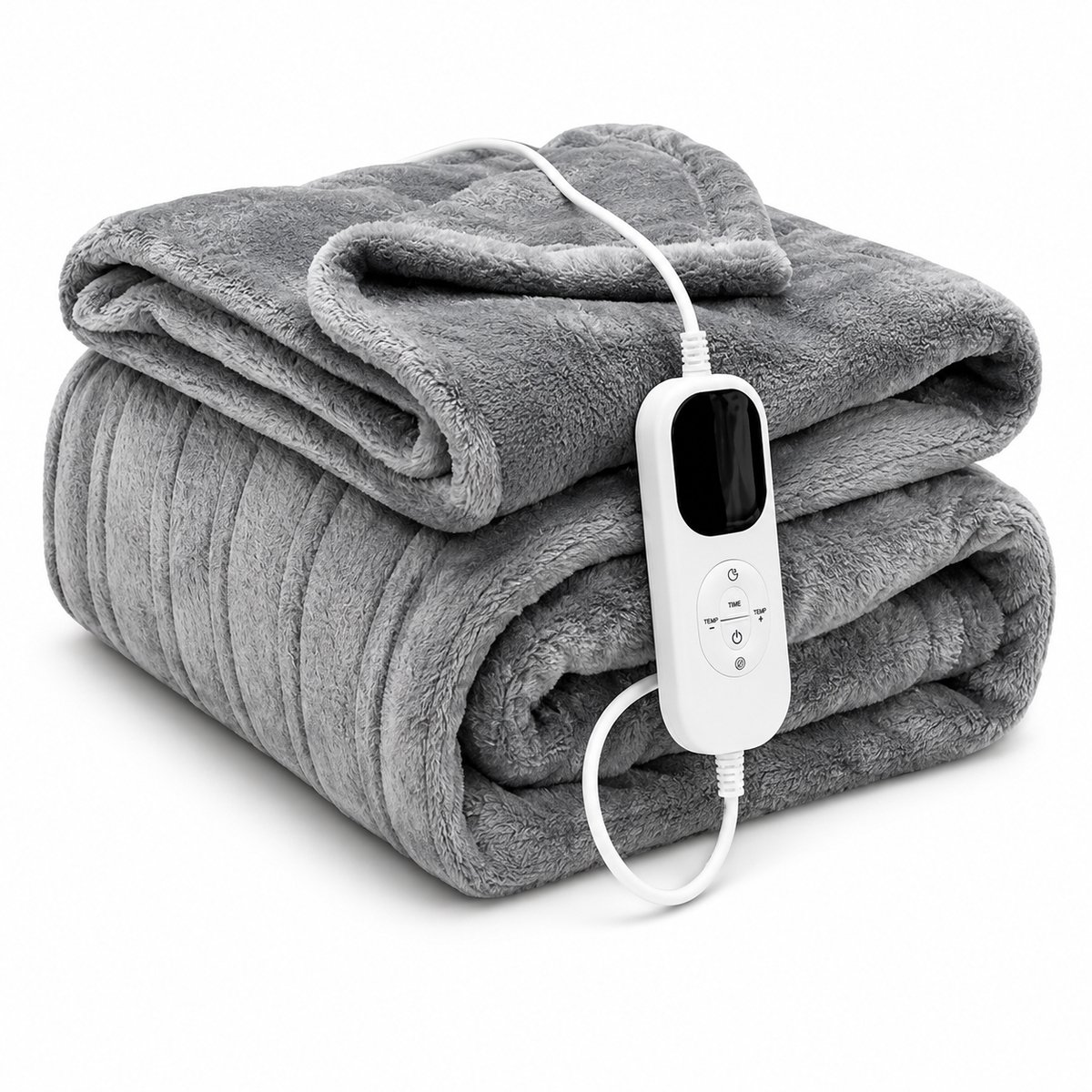 Gloovon® Elektrische Warmtedeken - 30 sec snel opwarmen - 6 temperatuurstanden & 3 timers - Wasbaar flanel - 150x180 cm - Grijs