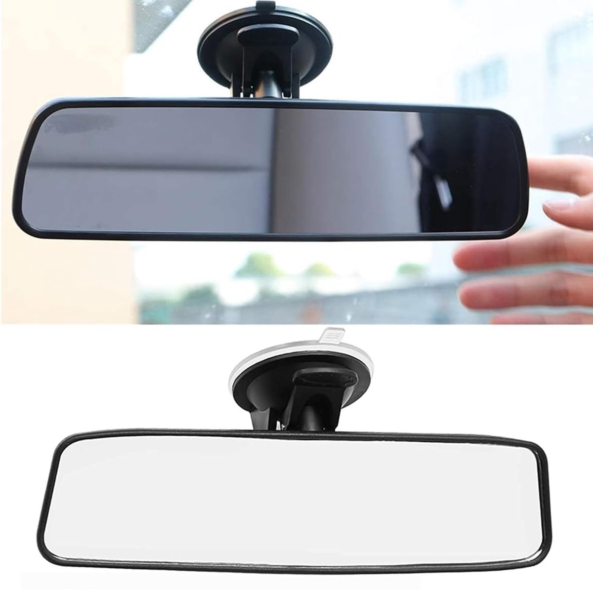 Dailygoods- Binnenspiegel 200 x 60 mm - Draaibaar 360° - Universele Houder - Sterke Zuignap - Geschikt voor SUV/trucks - Veiligheid voor Kinderen - Autospiegel