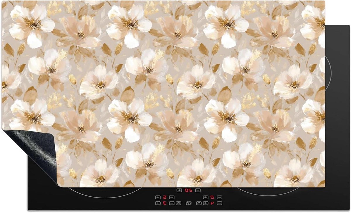 Inductie Beschermer - Kookplaat Mat - Extra Werkruimte - Unieke Fotoprint - 91x52 cm - Bloemen Artistiek