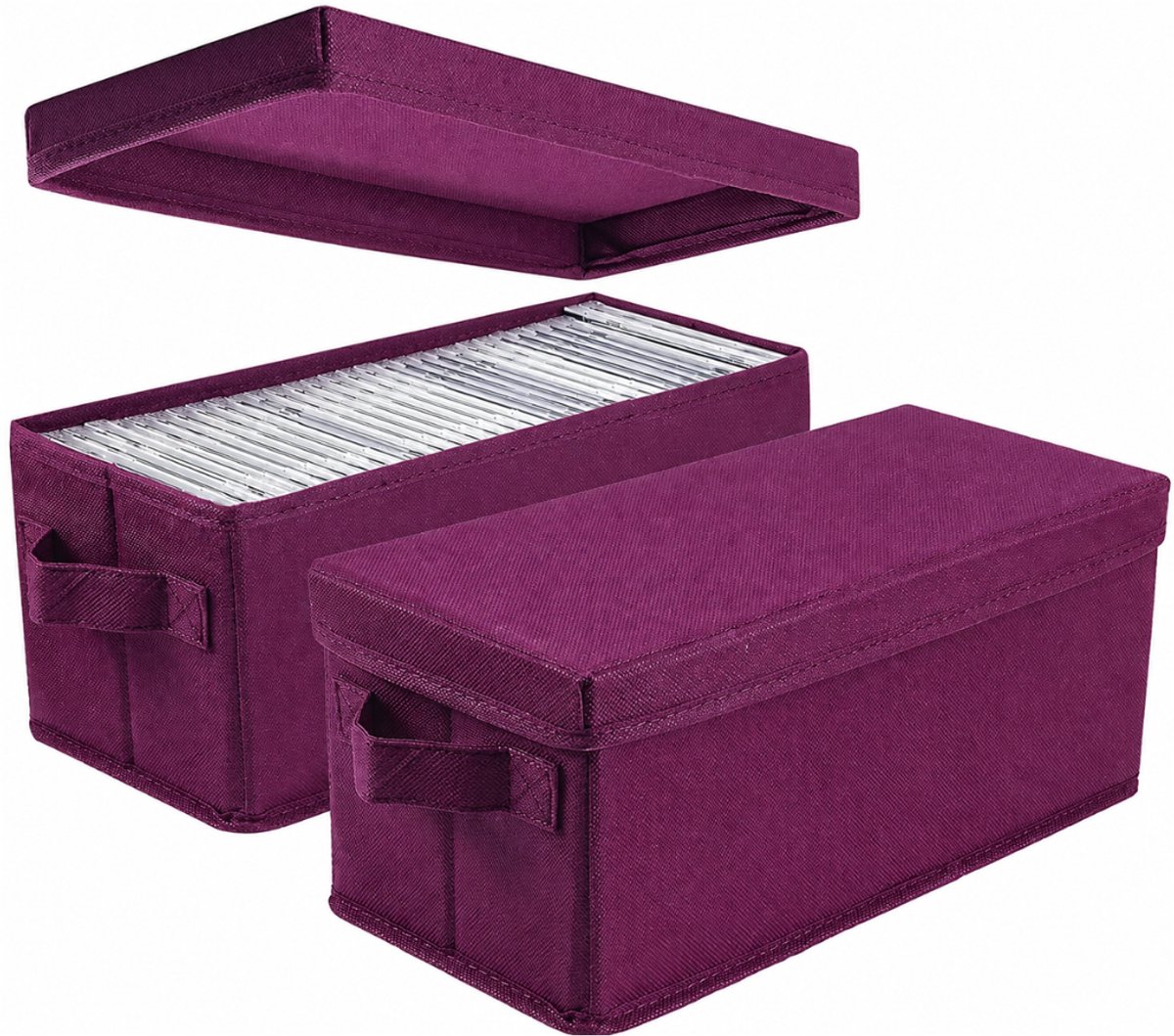 QUOVO® CD Opbergdoos - CD Opbergsysteem - CD Opbergmap - Rozerood - 34cm x 15cm x 14cm