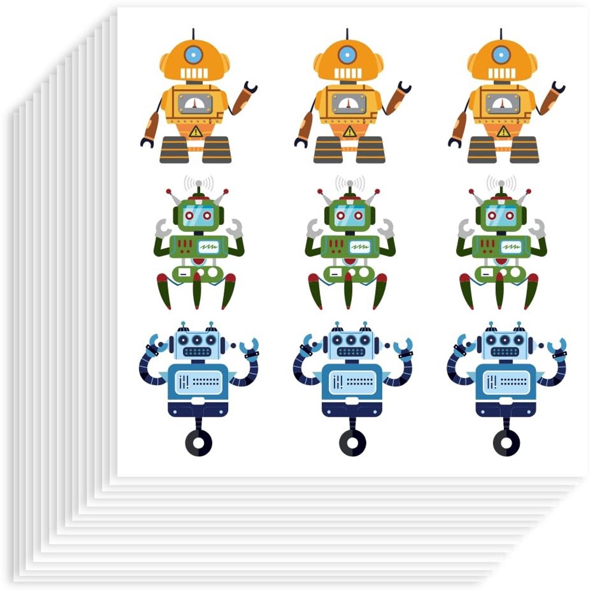 Dailygoods- Robotstickers 180 Stuks - Zelfklevende Decoratieve Stickers - Waterdicht - Cartoon - Knutseldecoratie - 90 x 90 mm - Decoratiestickers