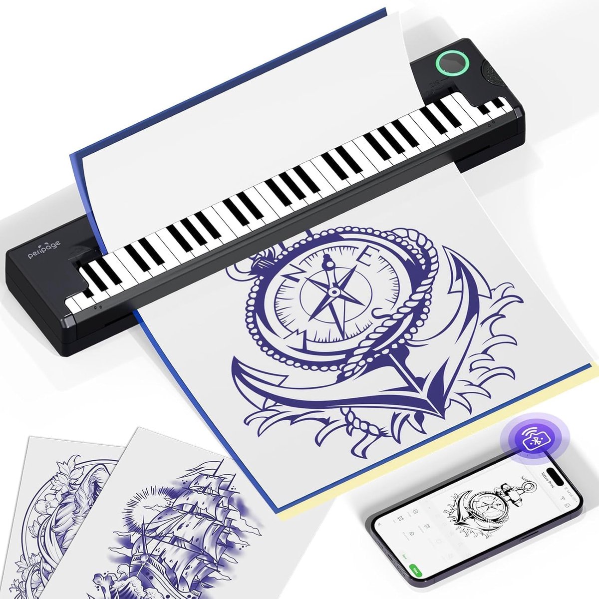 Tattoo Sjabloon Printer - Stencil Machine - Tattoo Ontwerpen Maken - Draadloos Verbinding - 21 cm Blad - Zwart