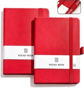 Lot de 2 mini-carnets — Format A6 (9,5 cm x 14,5 cm) — Compact et portable — Format de poche — Carnets en similicuir — Avec porte-stylo — Cuir PU — Idéal pour les notes, les listes de courses, les rapports de travail et plus