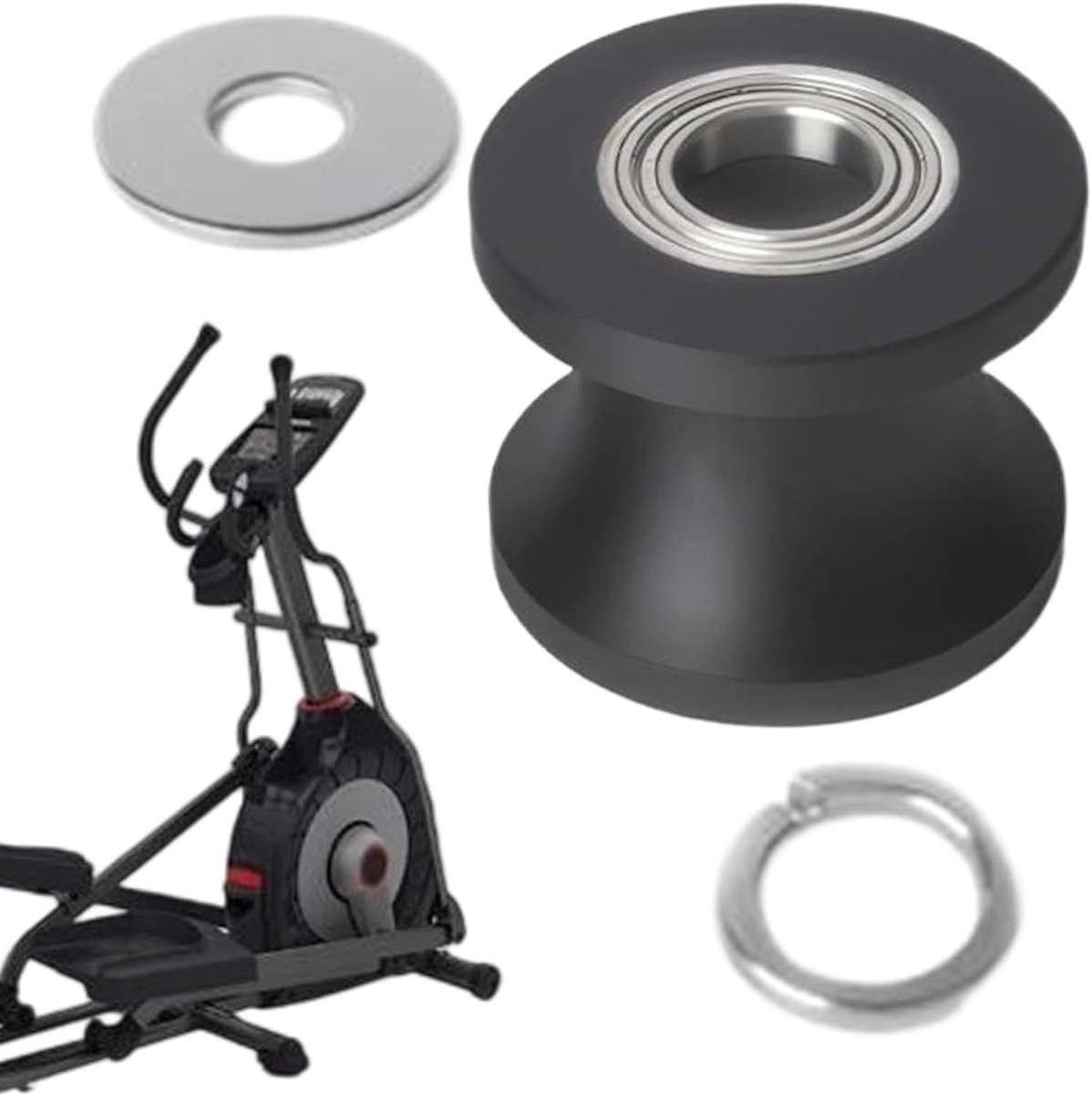 Oefenrolwiel - Elliptische roller - Fitness training - Stille gladde beweging - S - Zwart