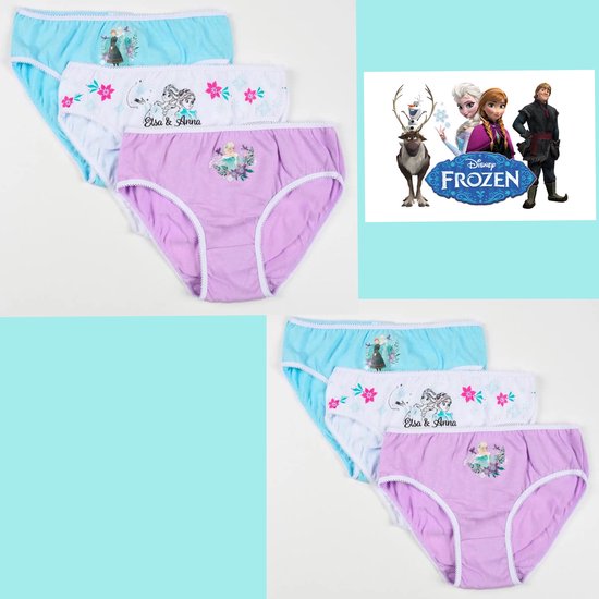 Set van 3 slips met Frozen-print in blauw, paars en wit. Details met Elsa, Anna en bloemen.