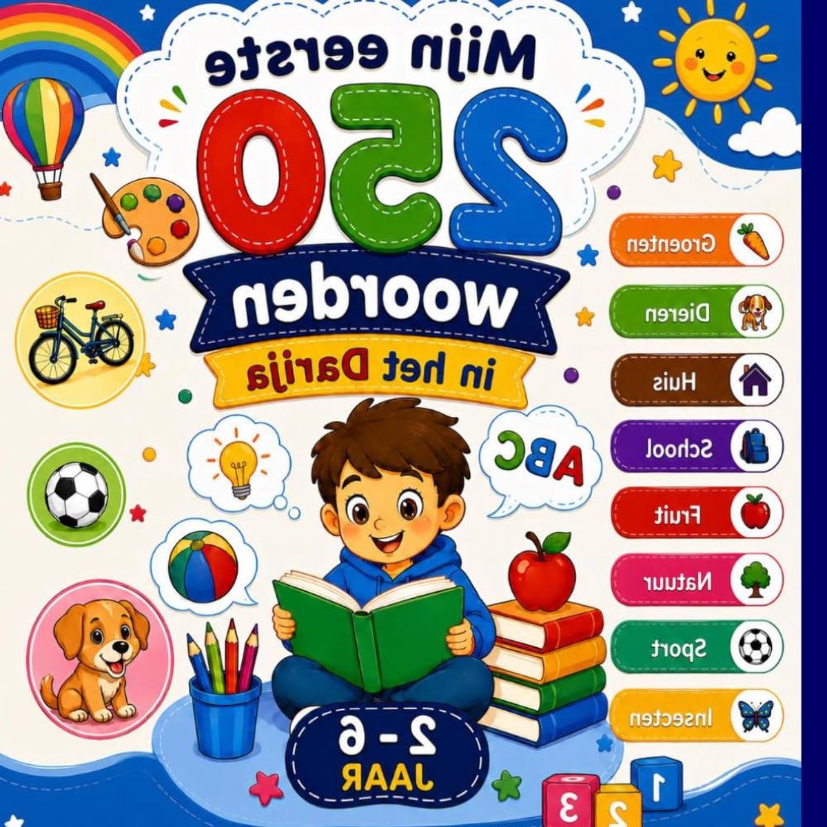 Darija Woordenboek - Prentenboek Darija - Taal Leren - Tweetalig Geïllustreerd - 250 Woorden - Kleurrijk