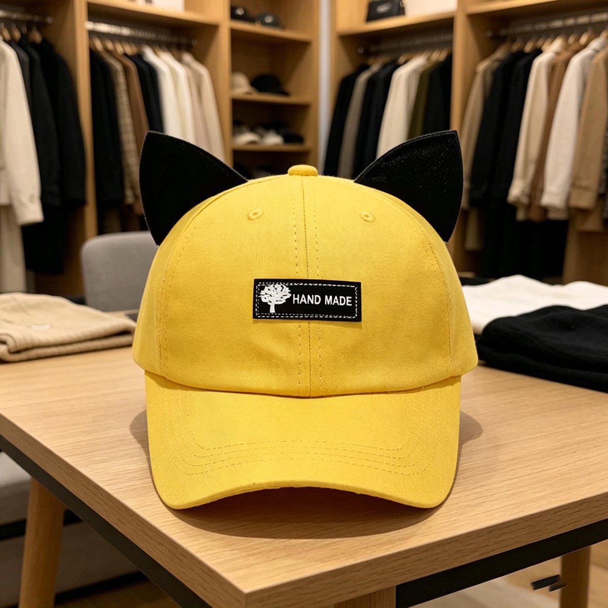 Retro pilotenmuts voor kinderen zonnebril baseballpet hiphopmasker muts met gele oren fits all Geel