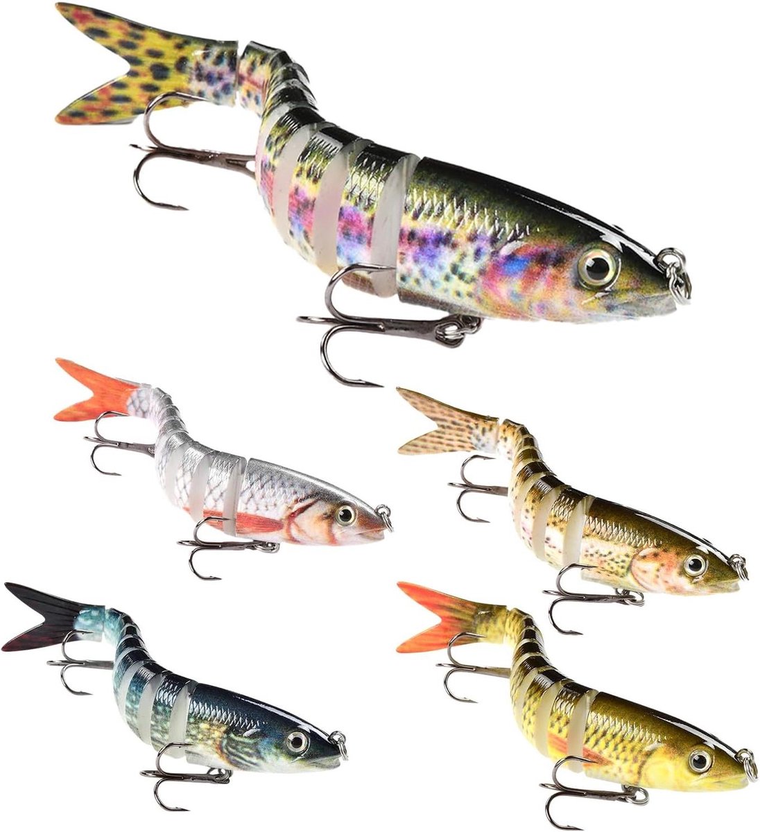 Vis Aas Set - Kunstaas Lures - Vissen in Zoetwater - Realistische Actie - 5 Stuks - Multicolor