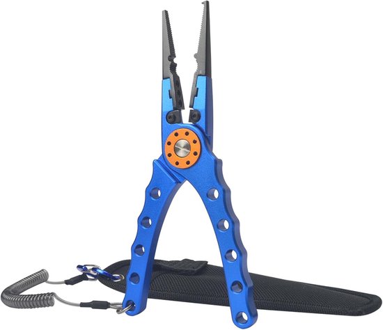 Multifunctionele viscontroletang van aluminiumlegering, open ringhaakverwijderaar en vislijnknipper - blauw — afbeelding 3