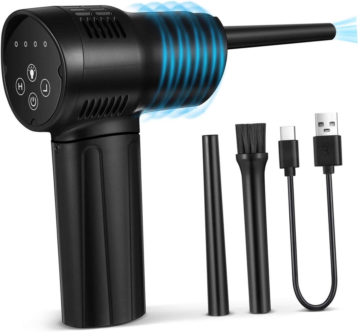 Elektrische Luchtblazer - Persluchtstofzuiger Draadloos - Apparaten Reinigen - Verstelbare Mondstukken - 16.2 cm - Zwart